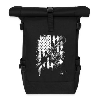 Canne à pêche grunge et graphique de drapeau - Sac à dos roll top - noir - Devant