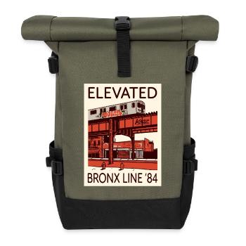 Elevated Bronx Line 84 Graphic - Roll Top Backpack - olive/black - Front