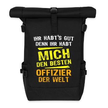 Offizier Geschenk - Rolltop Rucksack - Schwarz - Vorne