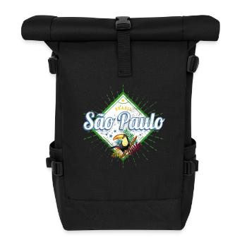 Sao Paulo in Brasilien Vintage Design mit Tukan - Rolltop Rucksack - Schwarz - Vorne