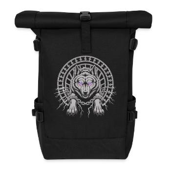 T-shirt Wolf Symbol – Motif de puissance de tête de loup - Sac à dos roll top - noir - Devant