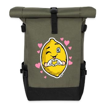 Lemon Heart Wink Emblem - Rolltop Rucksack - Olive/Schwarz - Vorne