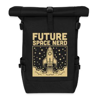 Future Space Nerd Weltraum Raketenstart - Rolltop Rucksack - Schwarz - Vorne