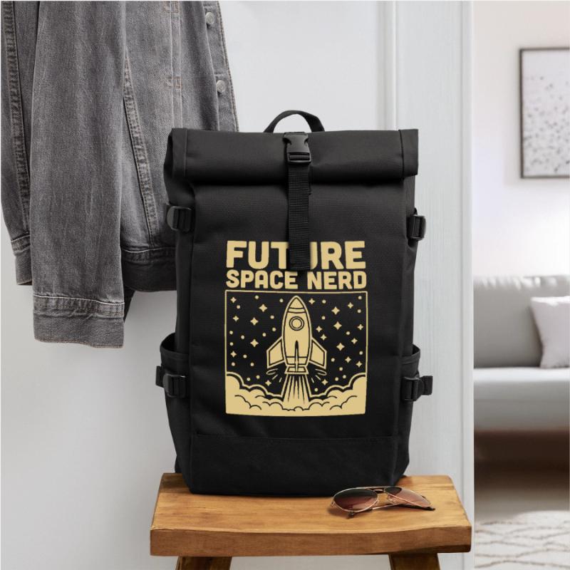 Future Space Nerd Space Rocket Launch Roll Top Backpack