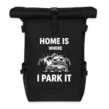 Dachzelt Camping Shirt für echte Dachzelt Fans - Rolltop Rucksack - Schwarz - Vorne
