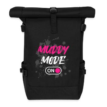 Muddy Mode on Schlammlauf Mud Run Muddy Race - Rolltop Rucksack - Schwarz - Vorne
