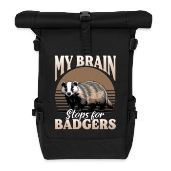 Funny Animal Badger - Roll Top Backpack - black - Front
