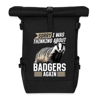Funny Animal Badger - Roll Top Backpack - black - Front