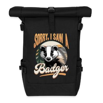 Funny Animal Badger - Roll Top Backpack - black - Front
