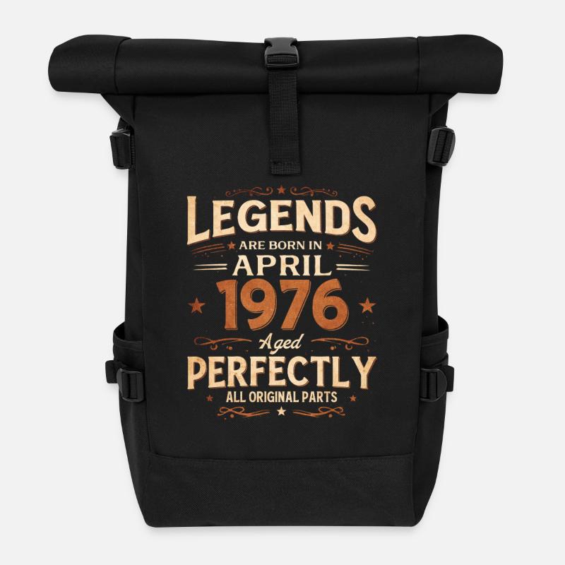 50. Geburtstag Geschenk Mann April 1976 Legendär - Rolltop Rucksack - Schwarz