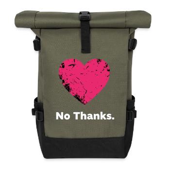 No Thank you heart - Roll Top Backpack - olive/black - Front