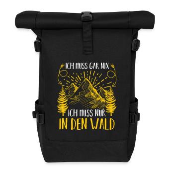 Jagd Jagen Waidmann Jäger - Rolltop Rucksack - Schwarz - Vorne
