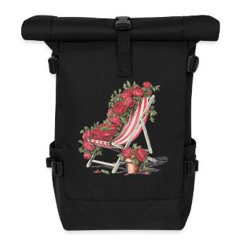Vintage Deck Chair Floral Shirt - Roll Top Backpack - black - Front