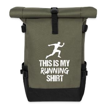 Das ist mein Laufshirt Male Sprinter Silhouette - Rolltop Rucksack - Olive/Schwarz - Vorne