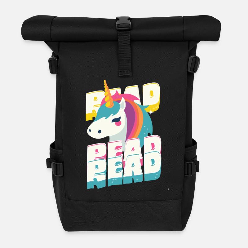 3x_Read - Unicorn - Rolltop Rucksack - Schwarz