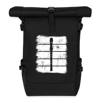 Flute Drawing - Roll Top Backpack - black - Front