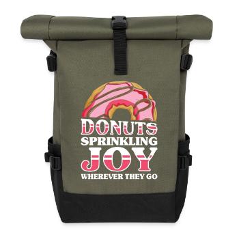Donut fast food - Roll Top Backpack - olive/black - Front