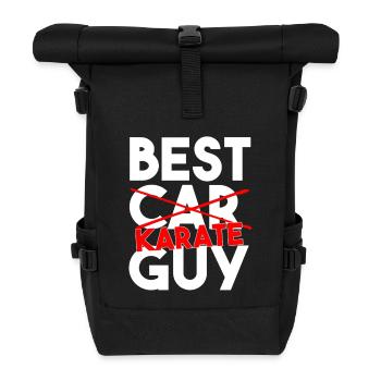 Karate Heartbeat Pulse Martial Arts Silhouette - Roll Top Backpack - black - Front