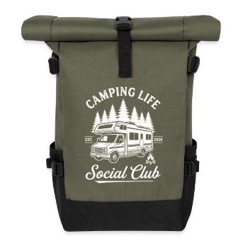 Conception de la vie de camping pour les amateurs de camping-car - Sac à dos roll top - olive/noir - Devant
