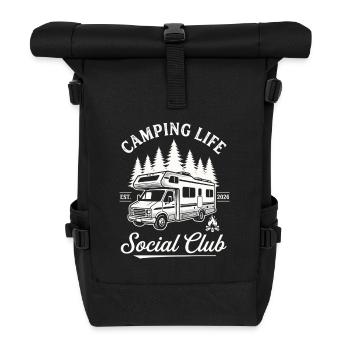 Camping Leben Design für Wohnmobil Fans - Rolltop Rucksack - Schwarz - Vorne