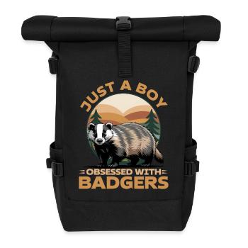 Funny Animal Badger - Roll Top Backpack - black - Front