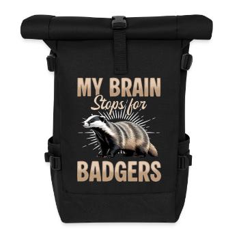 Funny Animal Badger - Roll Top Backpack - black - Front