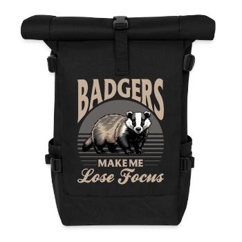 Funny Animal Badger - Roll Top Backpack - black - Front
