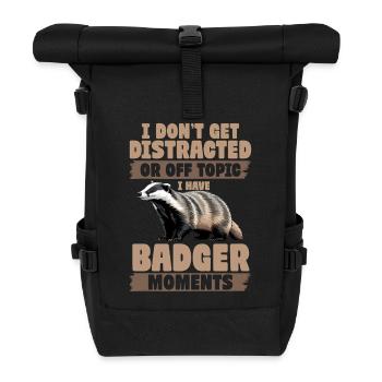 Funny Animal Badger - Roll Top Backpack - black - Front