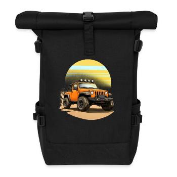 Off-road 4x4 off-road car orange - Roll Top Backpack - black - Front