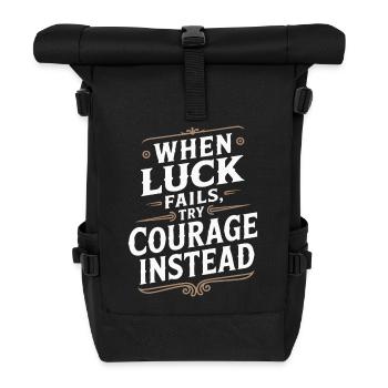Mut über Glück Vintage-Zitat - Rolltop Rucksack - Schwarz - Vorne
