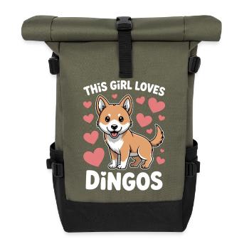 Dingo Sprüche Dingos Lustiges Dingo Geschenk - Rolltop Rucksack - Olive/Schwarz - Vorne