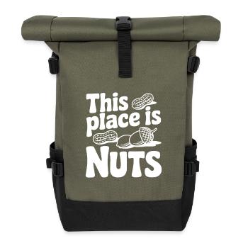 Dieser Ort ist verrückt - Rolltop Rucksack - Olive/Schwarz - Vorne