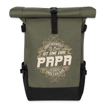 Ergotherapeut Papa - Rolltop Rucksack - Olive/Schwarz - Vorne