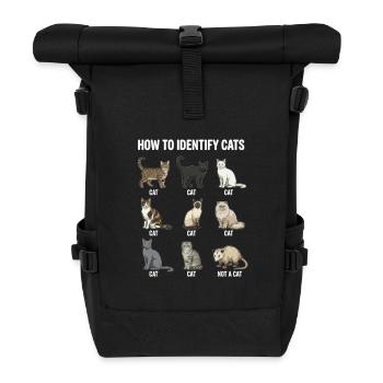 Cat Species Recognition Motif - Roll Top Backpack - black - Front