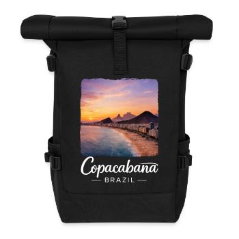 Copacabana Brasilien Sonnenuntergang Strandzauber - Rolltop Rucksack - Schwarz - Vorne