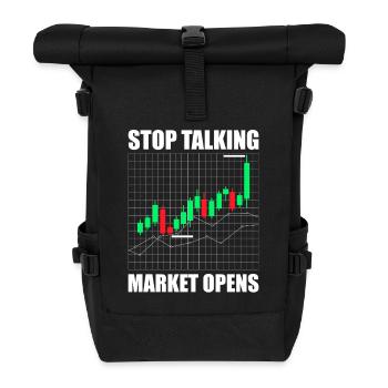 Stop talking market opens Stock market Stock Market Trader - Roll Top Backpack - black - Front