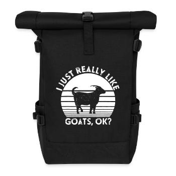 Goat Love Circle Design - Roll Top Backpack - black - Front