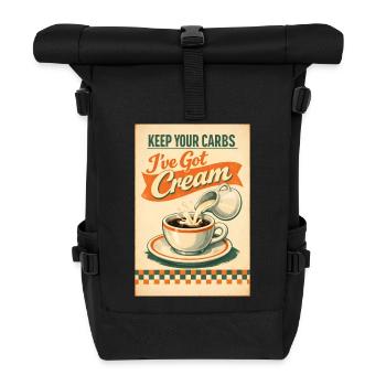 Carbs weg, Sahne her | Keto Retro - Rolltop Rucksack - Schwarz - Vorne