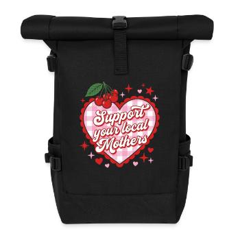 Unterstütze lokale Mütter Herzdesign - Rolltop Rucksack - Schwarz - Vorne