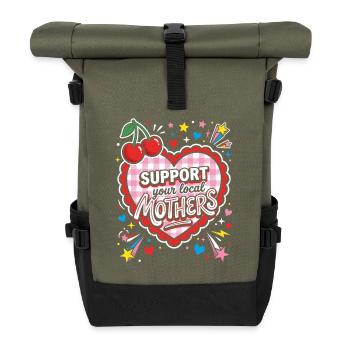 Support local mothers - Roll Top Backpack - olive/black - Front