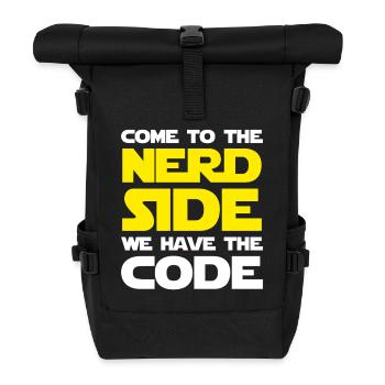 Nerd Side Retro Yellow Sci-Fi Typography Art - Rolltop Rucksack - Schwarz - Vorne