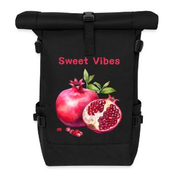 Sweet Vibes Granatapfelkunst - Rolltop Rucksack - Schwarz - Vorne