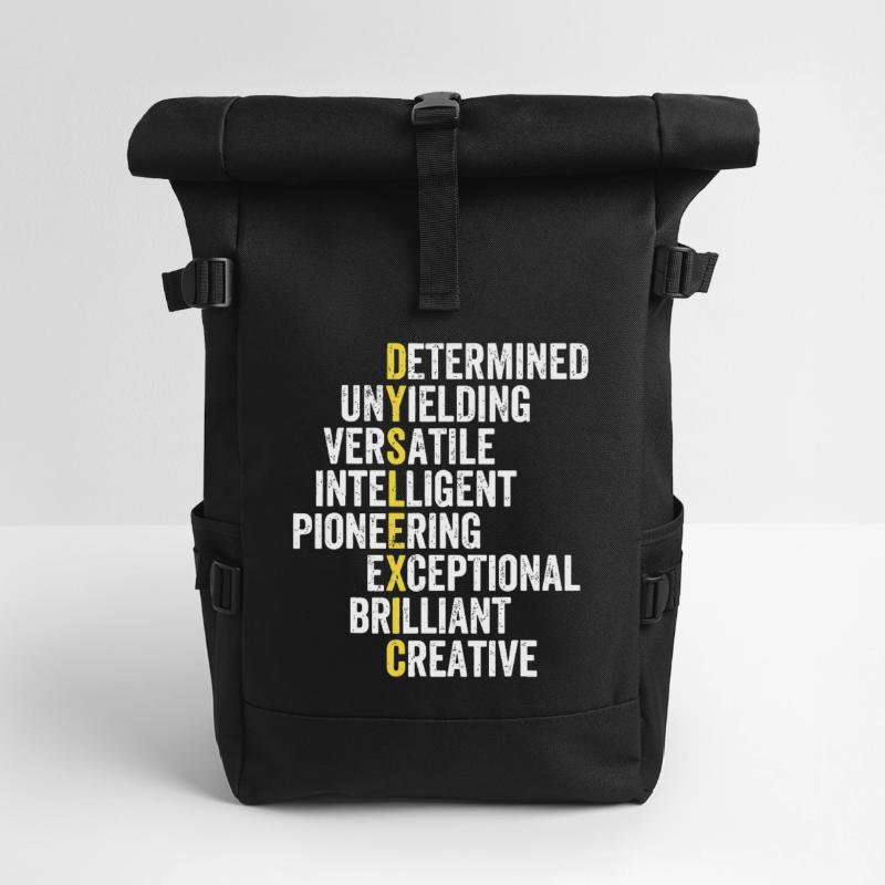 Yellow Accent Adjective Stack Roll Top Backpack