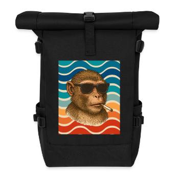Sunglasses monkey in retro wave pattern - Roll Top Backpack - black - Front