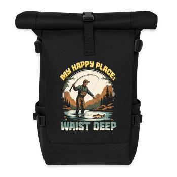 Fliegenfischen Fliegenangler - Rolltop Rucksack - Schwarz - Vorne