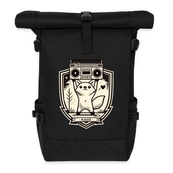 Kitty Boombox Crest - Roll Top Backpack - black - Front