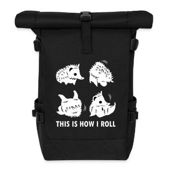 Hedgehogs Roll: Cute Quirk - Roll Top Backpack - black - Front