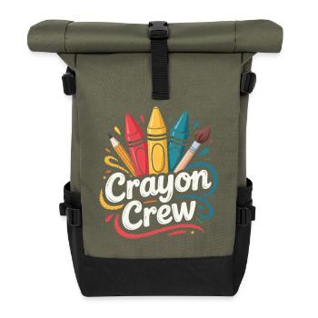 Crayon Crew Color Explosion - Roll Top Backpack - olive/black - Front