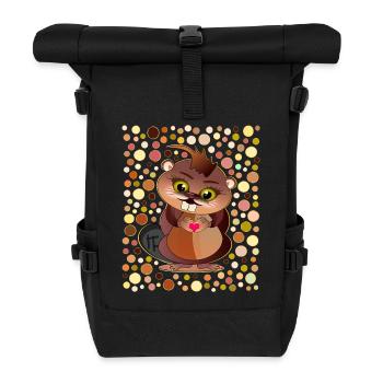 Beaver Dots - Roll Top Backpack - black - Front