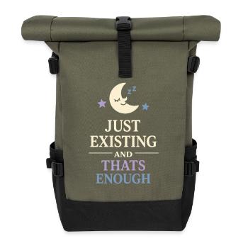 Existential humor, nihilism, humor, - Roll Top Backpack - olive/black - Front